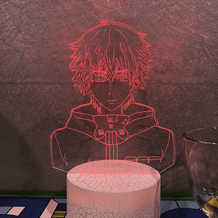 

JUSTUP 3D Anime Ghoul Illusion Lamp with 16 Color Remote Control 3D LED Night Light for Children s Bedroom Decorative Lamp --- C2（Crack Seat）