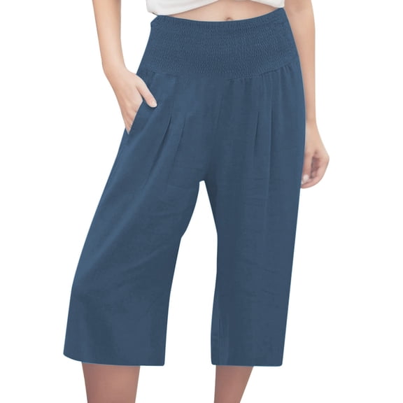 EDFBUYKRS Female Women Pants Casual Sweatpants Women Long City Women's Imitation and Linen Solid Color Elastic Waist Casual Pants Sports Capri Pants Xl