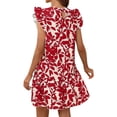 thumbnail image 3 of asddcavvf Dresses for Women Women's Spring/Summer Round Neck Flared Sleeve Floral Print Dress With R, 3 of 9