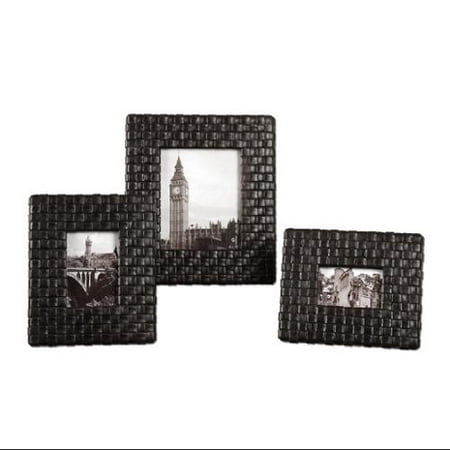 Set of 3 Weathered Dark Coffee Woven 4x6 5x7 8x10 Photo Picture Frames