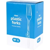 Disposable clear plastic forks, high quality, 100 pieces, bulk