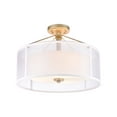 thumbnail image 1 of Elk Home Diffusion 3-Light Semi Flush - in Aged Silver Finish, with Silver Organza Shade with Frosted Glass Inner Shade, Transitional Style, 1 of 2