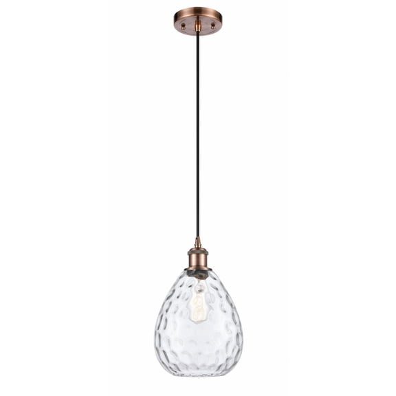 516-1P-AC-G372 Innovations Lighting Waverly - 1 Light Cord Hung Mini Pendant In Industrial Style-12 Inches Tall and 8 Inches Wide-Antique Copper