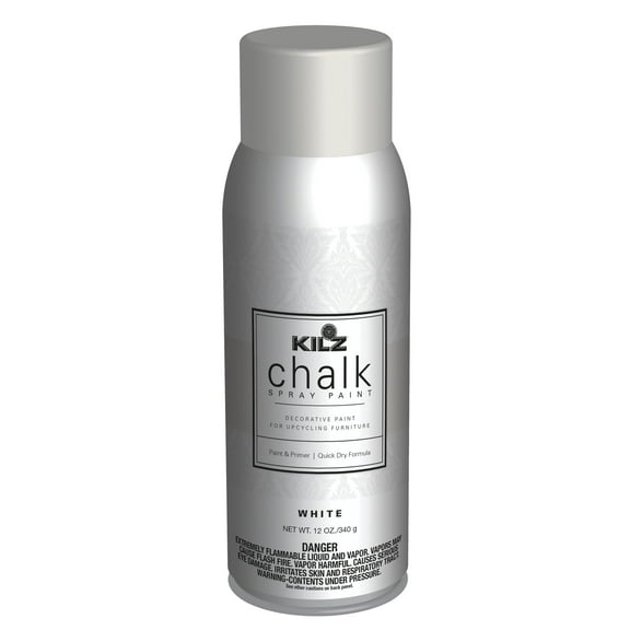 KILZ Chalk Spray Paint, Interior, Ultra Flat, White, 12 Ounces