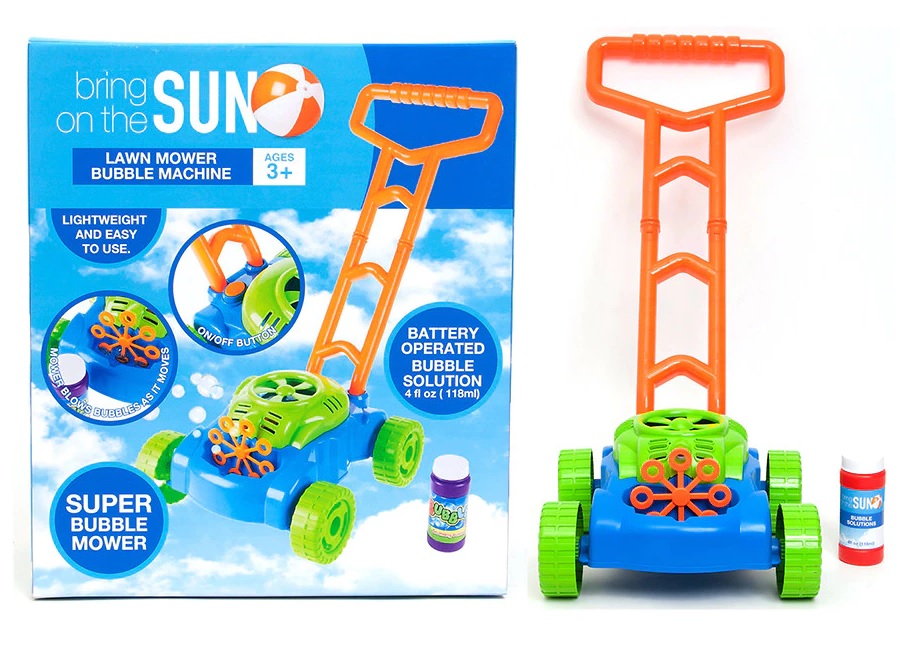 Lawn Mower Battery Operated Bubble Machine with Solution