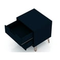 thumbnail image 5 of 21" Farmhouse Nightstand, Wooden Storage Nightstands with 2 Drawers and Gold Legs, Side Bed Table for Bedroom, Living Room, Dark Blue, 5 of 6
