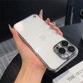thumbnail image 1 of Transparent Ultra Thin Frameless Phone Case For iPhone 16 Pro Max 16 Plus 15 Pro Max Luxury Full Lens Plating Protection Cover Silver For iPhone 15 Plus, 1 of 6