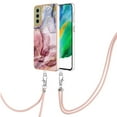 thumbnail image 2 of Case for Samsung Galaxy S21 Plus, Adjustable Detachable Crossbody Strap Neck Strap Silicone Bumper Marble Painted TPU Ultra Thin Shockproof Protective Phone Case Cover for Galaxy S21 Plus, Rose, 2 of 7