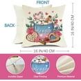 thumbnail image 2 of Valentines Day Hot Cocoa Decorative Throw Pillow Covers 16 x 16 Set of 4, Pink Blue Pastel Love is Sweet Hearts Porch Outdoor Home Decor, Hello Love Anniversary Wedding Couch Cushion Case, 2 of 5