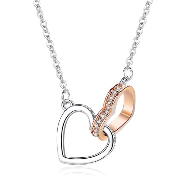 Collar de plata de ley con forma de corazón, colgante de joyería rosa con cadena larga, regalo para esposa y novia, accesorios para niña