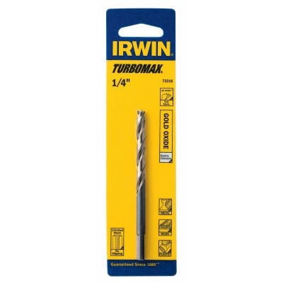 

Irwin Turbo Max Drill Bit Jobber Length High Speed Steel 1/4-In. 1 Pack
