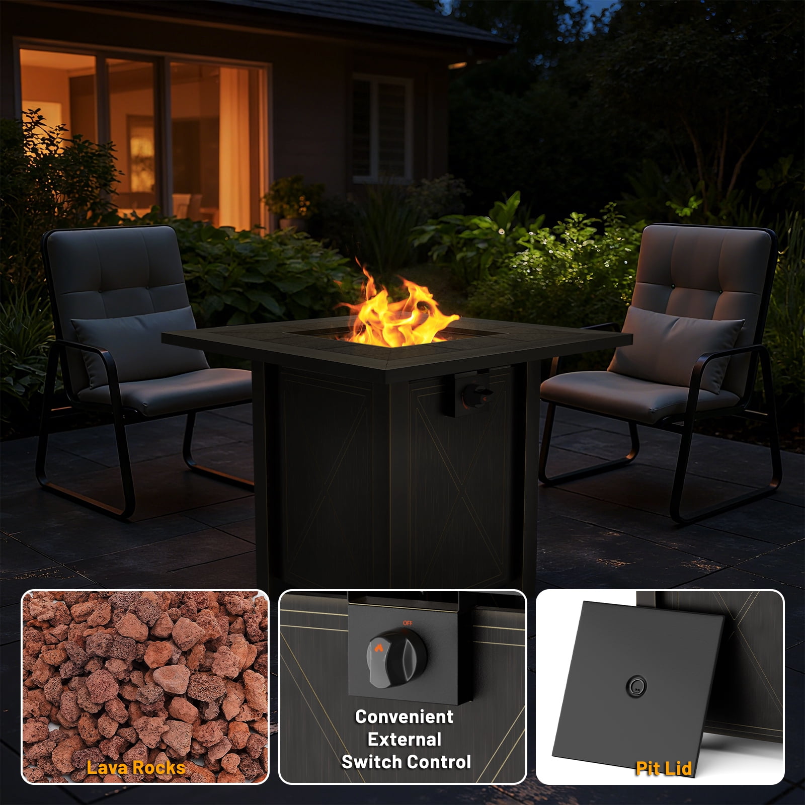 Sierah Style Outdoor Stove 50000 BTU Propane Metal Fire Pit Table with Rust Resistant