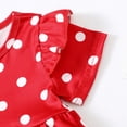 thumbnail image 5 of Kucnuzki 2T Toddler Girls Summer Outfits 3T Toddler Girls Casual Clothes Sets Ruffle Short Sleeves T-shirt Classic Dots Pullover Top Ripped Denim Shorts Sets 2pcs Red, 5 of 8