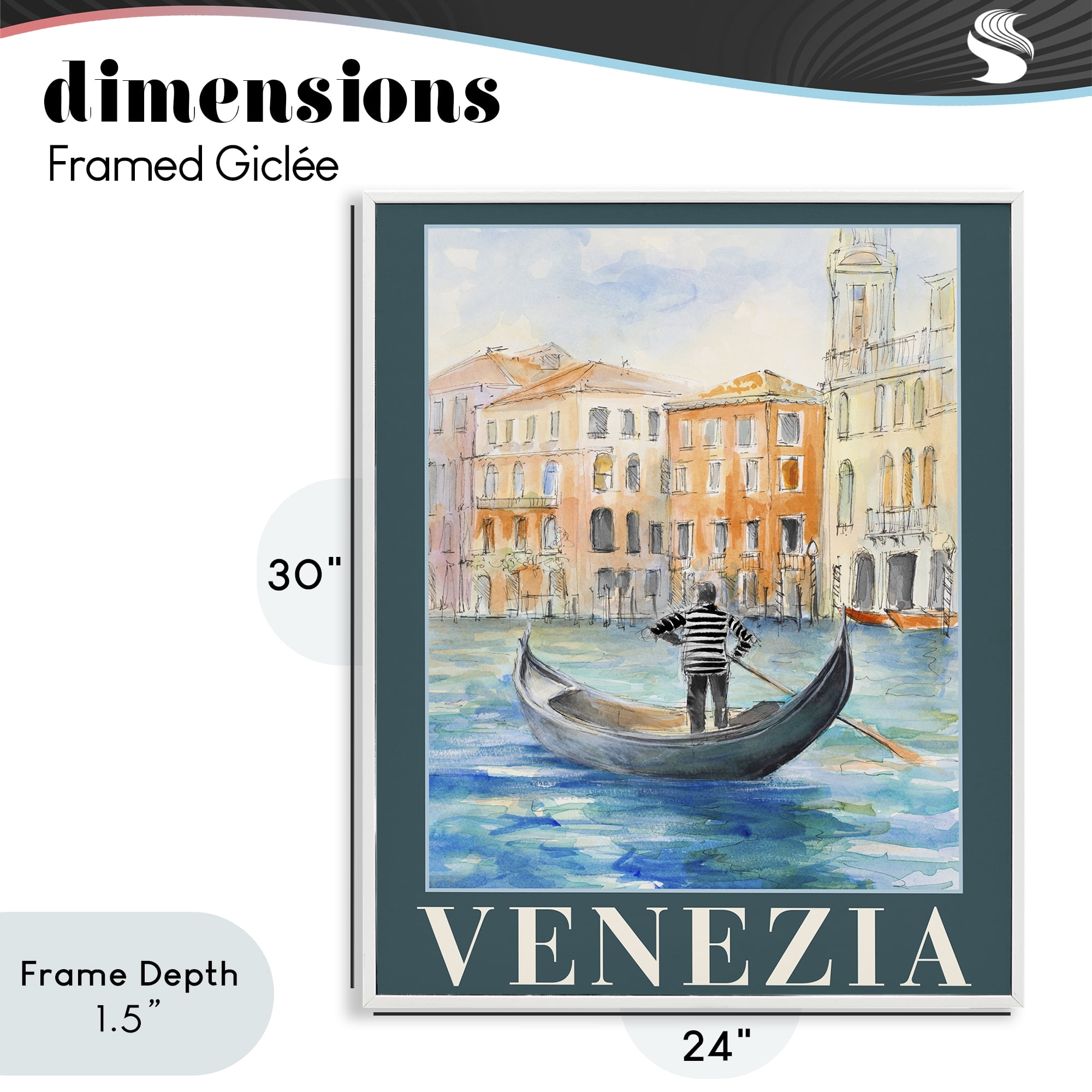 Stupell Industries Venezia Gondola View White Framed Giclee Art, design by Lanie Loreth