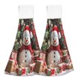 thumbnail image 2 of Christmas Snowman Gift 2 Pack 14''x18'' Hand Towels Soft Coral Fleece Quick Dry Hook and Loop for Kitchen Bathroom, 2 of 7