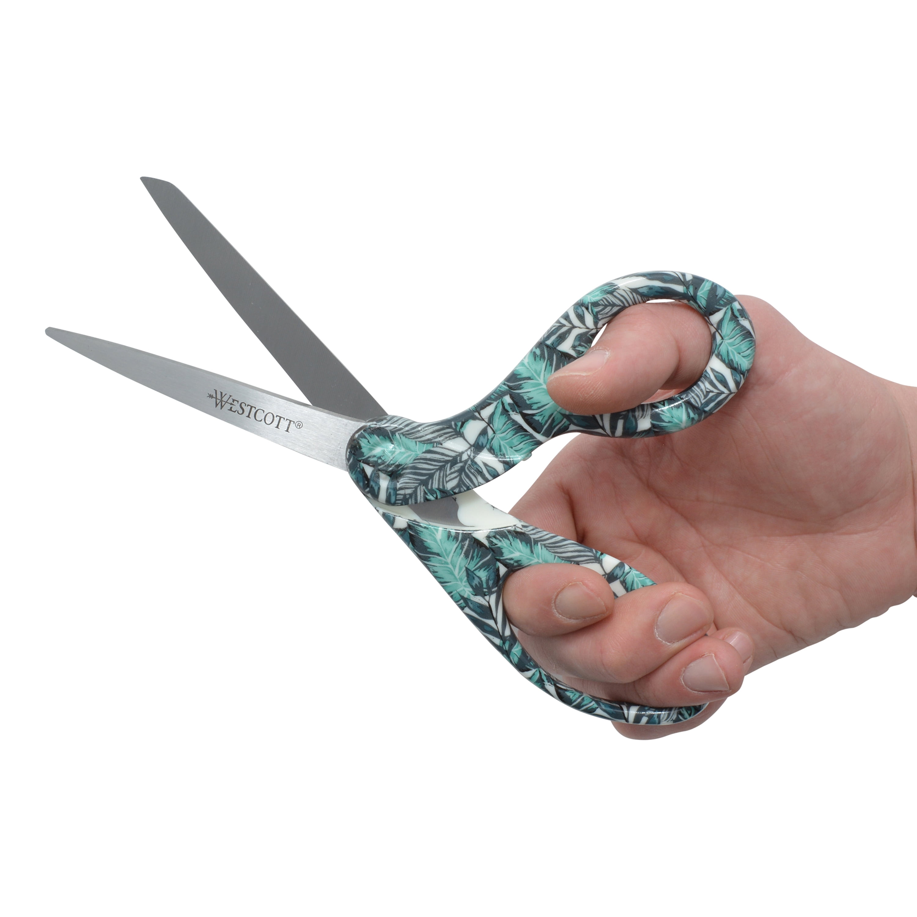 Westcott Fashion Scissors, 8", Bent, Thread Snips, Jungle/Light Blue, for Craft/Office, 2-Count