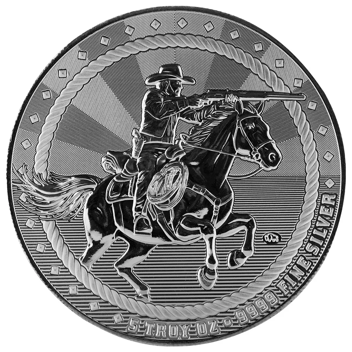 Cowboy Rifleman 5 Troy oz .9999 Fine Silver Bullion Round