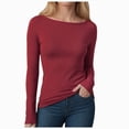 thumbnail image 2 of Towmus Long Sleeve Undershirt for Women Women's Regular-Fit Long-Sleeve Crew neck T-Shirt Basic Tops, 2 of 6
