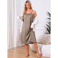 thumbnail image 2 of DARING DIVA Women's Satin Sleeveless Pajama Dress Spaghetti Strap Nightgown M Khaki, 2 of 7