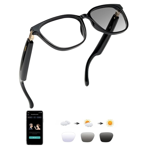 KWENRUN AI Smart Glasses Real-Time Translation & Voice Assistant Touch Control Photochromic Lenses Glasses All-Day Comfort for Indoor & Outdoor