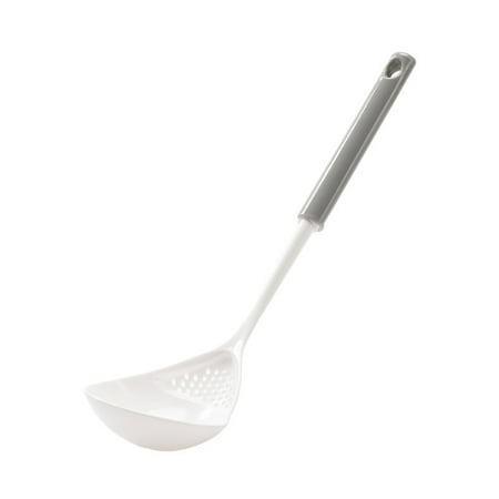 

Farfi 2-in-1 Design Colander Spoon Anti-scalding Long Handle Food Grade Multipurpose Fine Mesh Strainer Spoon Cooking Tool (White Grey)