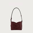 thumbnail image 1 of Bolso de mano para mujer de piel auténtica de alta gama con diseño geométrico, bolso bajo el brazo en piel lisa color cereza negra, viene con caja de regalo y tarjeta., 1 of 3