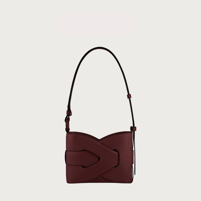 Bolso de mano para mujer de piel auténtica de alta gama con diseño geométrico, bolso bajo el brazo en piel lisa color cereza negra, viene con caja de regalo y tarjeta.