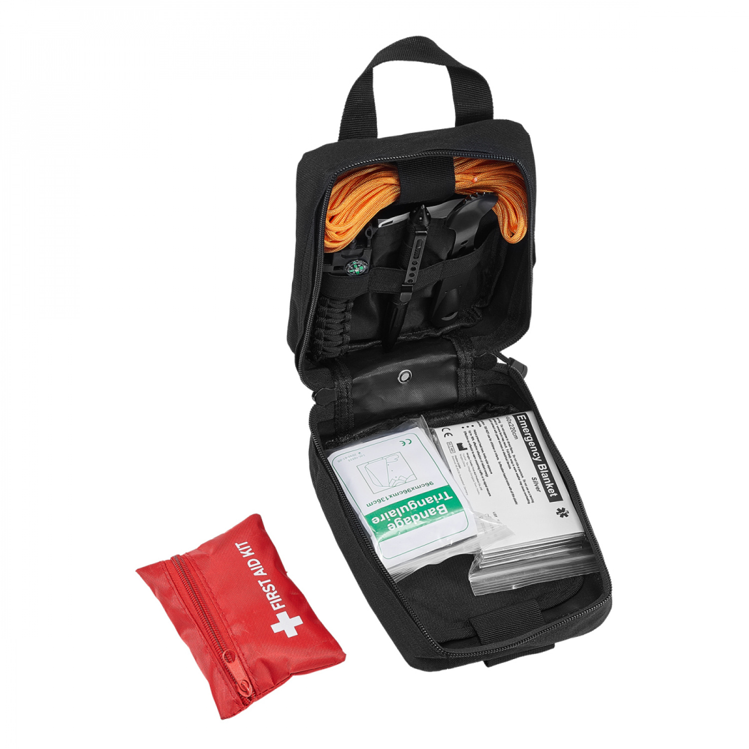 Wear Resistant Black Nylon 250 Piece Survival First Aid Kit Emergency Trauma Bag for Camping Home Emergency Preparedness