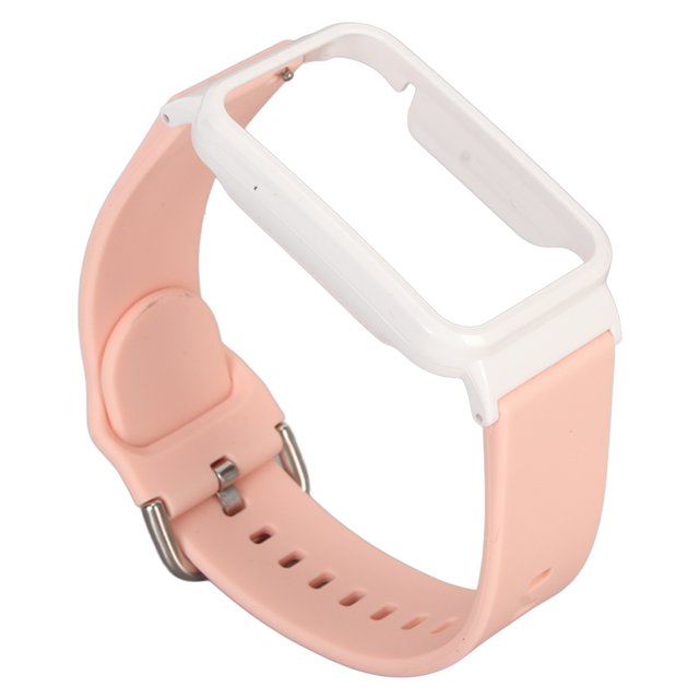 Correa de reloj de silicona con Funda protectora Bling Bling Apto para Mi Band 7 Pro rosa y blanca