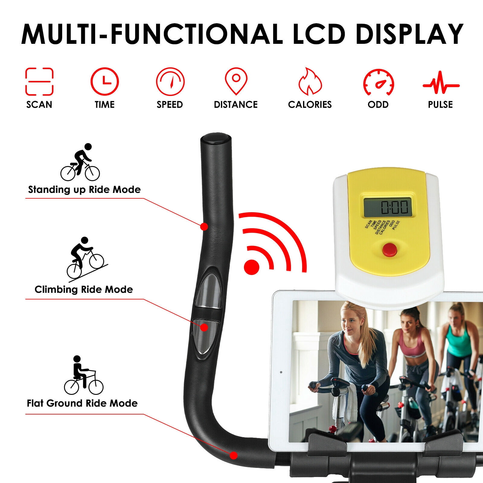 Exercise Bike Indoor Cycling Bicycle Ipad Mount, LCD Monitor for Home Cardio Gym