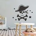 thumbnail image 3 of Cartoon Wall Decals for Boy's Bedroom - Crossed Bones around Pirate's Skull Wall Sticker Decal With Easy Installation Instructions Kid's Bedroom Decal Wall Sticker - Size: 10 In x 8 In, 3 of 5