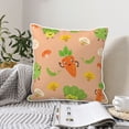 thumbnail image 2 of Velvet Decorative Throw Pillow Covers Set of 2, Soft Square Cushion Cover with Invisible Zipper Cute Vegetables Printing, 18"x18", 2 of 7