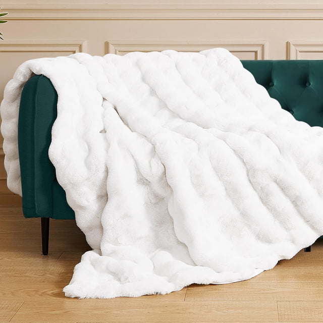 Manta ORINOVA de piel sintética de conejo 127 x 152 cm, suave y gruesa