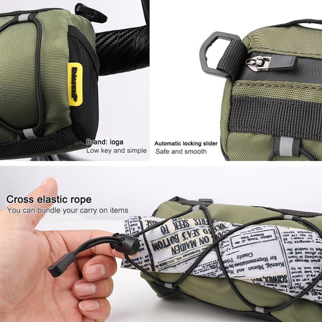 Bolsa De Manillar De Bicicleta Bolsa de almacenamiento para bicicleta Rhinowalk, bolsa portátil para bicicleta, equipo de ciclismo (verde militar) Likrtyny Accesorios para bicicletas