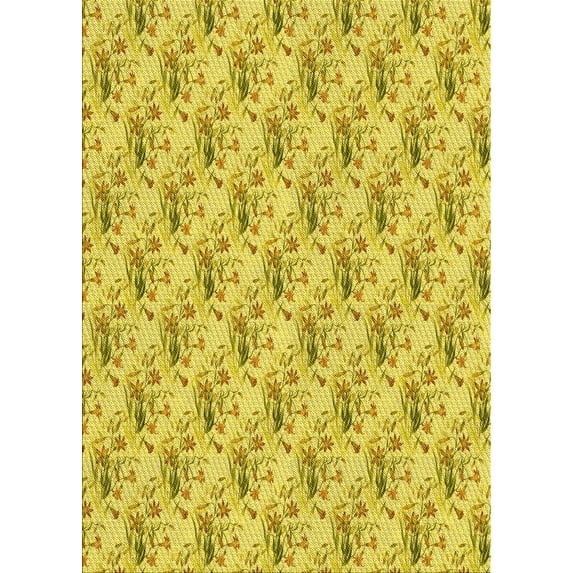 Ahgly Company Machine Washable Indoor Rectangle Transitional Banana Yellow Area Rugs, 4' x 6'