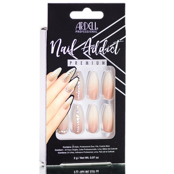 Nude Light Crystals , Ardell Nail Addict Premium Artificial Nail Set , Hair Scalp Skin Body - Pack of 1 w/ SLEEK Teasing Comb