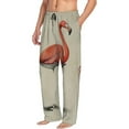 thumbnail image 2 of Uemuo Flamingo Sitting On Chair Pattern Men's Wide Leg Palazzo Lounge Pants with Pockets Light Weight Loose Comfy Casual Pajama Pants-Large, 2 of 9