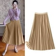 thumbnail image 2 of Ladies High Waist Pleated Satin Skirt - Solid Color, Polyester/Spandex, for Casual/Home - M-XXXXL Sizes, 2 of 3