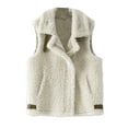 thumbnail image 6 of Fartey Womens Fuzzy Fleece Vest Casual Warm Sleeveless Zip Up Sherpa Vest Jacket with Pockets Dressy Casual Lapel Collar Vests Coats L, 6 of 7