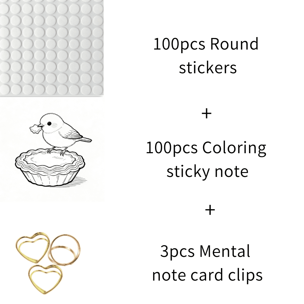 100 Pcs Double-Sided Writing & Coloring Sticky Notes: Original Unique Designs, No-Repeat Memo Pads