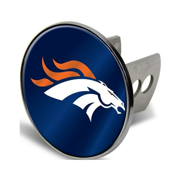 Denver Football Broncos Heavy Duty Chrome Trailer Hitch Cover with Laser Cut Insert