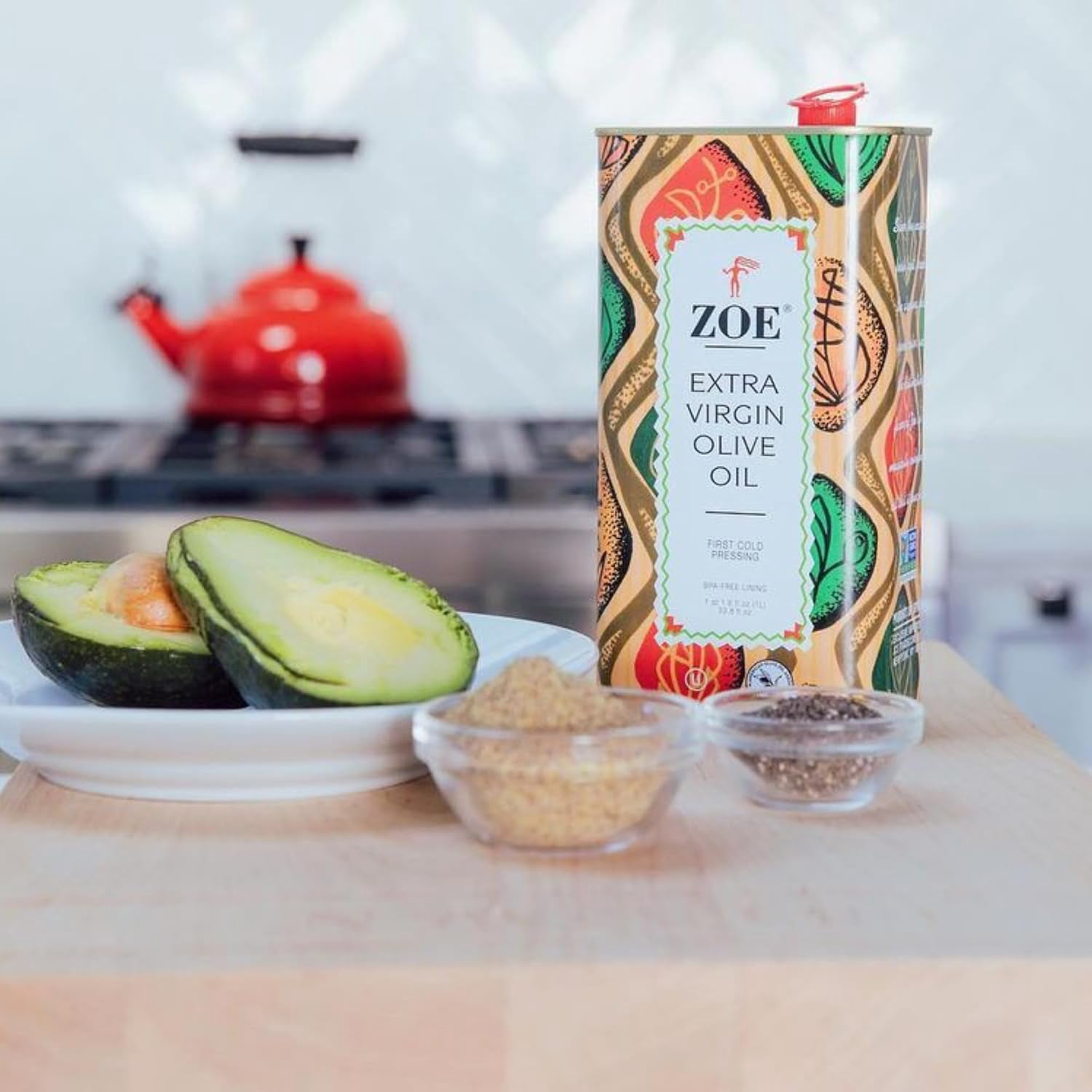 ZOE Extra Virgin Olive Oil 1L (33.8 fl oz), First Cold-Pressed
