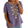 thumbnail image 5 of MEICHEN Women's Fashionable Casual Embroidered Tops Short Sleeve T Shirts Summer Trendy Clothing for Women, 5 of 9