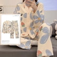 thumbnail image 1 of Conjuntos de Pijamas de Kimono anudado para Mujer, ropa de dormir de dibujos animados divertidos, ropa de casa para niña a cuadros, moda 3XL, primavera y otoño, 1 of 4