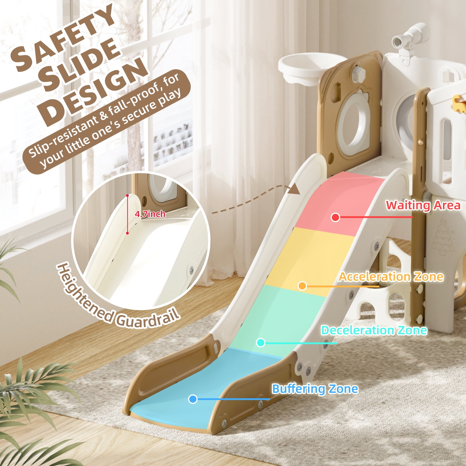 XJD 11 in 1 Toddler Slide PlaySet for kids indoor/outdoor for Toddlers Age 1-3, Coffee