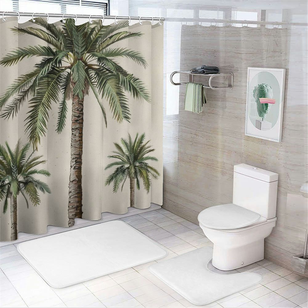 Fenyluxe Palm Trees Shower Curtains for Bathroom Home Decor 100% Polyester Fiber Washable Bathroom Shower Curtain Set with Hooks 60"x72