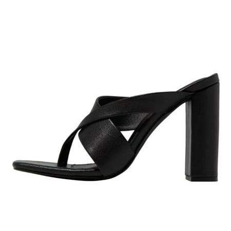 

Alueeu ladies shoes casual Fashion Women s Casual Shoes Breathable Thick-soled Chunky High Heels Sandals Black 42