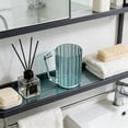 thumbnail image 4 of Plastic Toothbrush Cup - Scandinavian Bathroom Vanity Accessory, Tall Ridged Texture, Wide-Mouthed Design with Integrated Handle, Blue, JKODE, 4 of 8