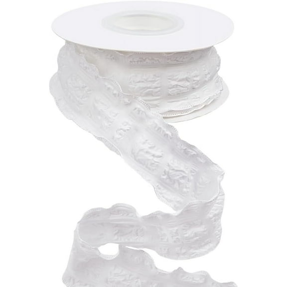 10 Yards 5/8 Inch White Gingham Ribbon Checkered Ribbon Wired Plaid Double Chiffon Ruffled Edge Polyester Ribbons with Spool for Gift Wrapping Wedding Invitations Bouquets Christmas Decor