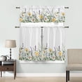 thumbnail image 4 of 3 Piece Kitchen Curtains Tiers and Valances Set, Flower Leaves Spring Watercolor Floral Vintage Botanical Short Rod Pocket Window Curtain for Bedroom, Bathroom, 4 of 6
